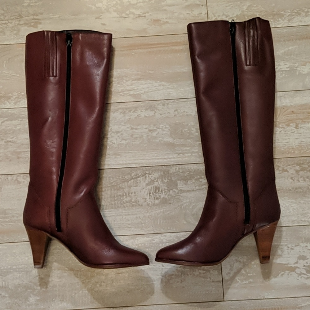 Vintage Kinney Leather Maroon Boots - Picture 4 of 7